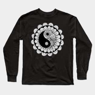 Yin Yang Mandala Black and White Long Sleeve T-Shirt